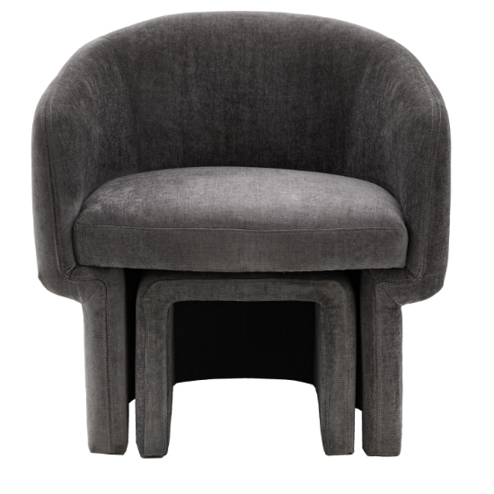 Augusta Fabric Armchair With Foot Stool In Anthracite