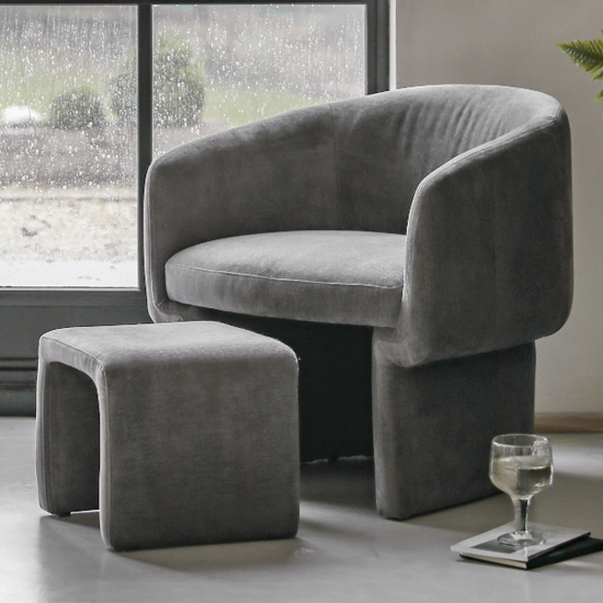 Product photograph of Augusta Fabric Armchair With Foot Stools In Blue from Furniture in Fashion