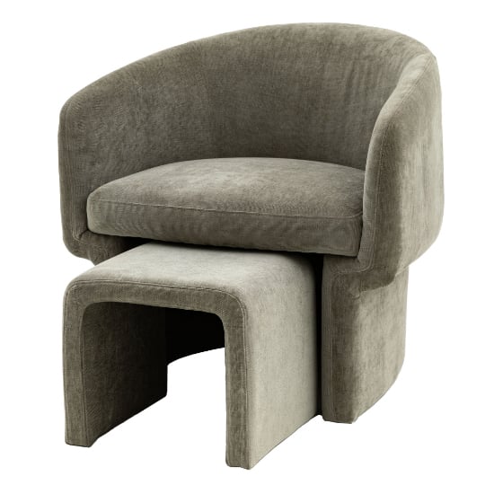 Augusta Fabric Armchair With Foot Stools In Grey