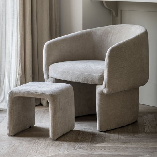 Read more about Augusta fabric armchair with foot stool in cream