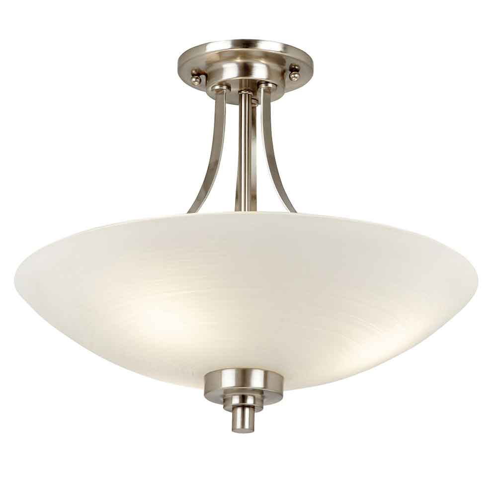 Augusta Glass Semi Flush Ceiling Light In Satin Chrome