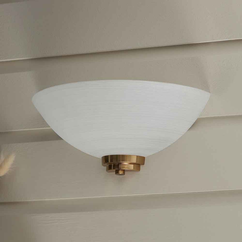 Augusta Glass Wall Light With Steel Base In Brushed Age Brass