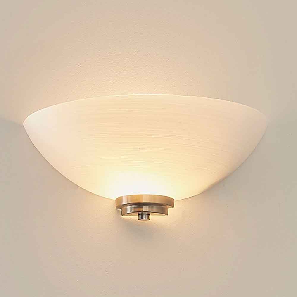 Augusta Glass Wall Light With Steel Base In Brushed Age Brass
