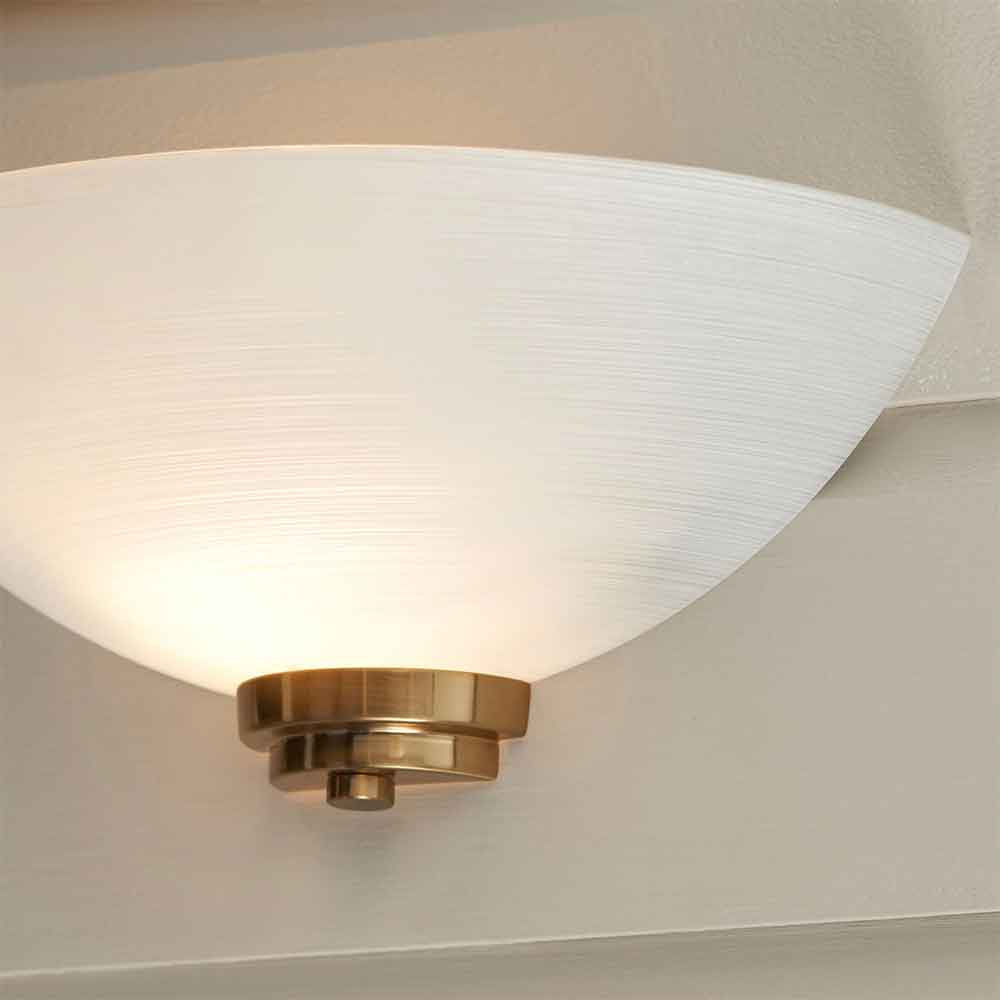Augusta Glass Wall Light With Steel Base In Brushed Age Brass