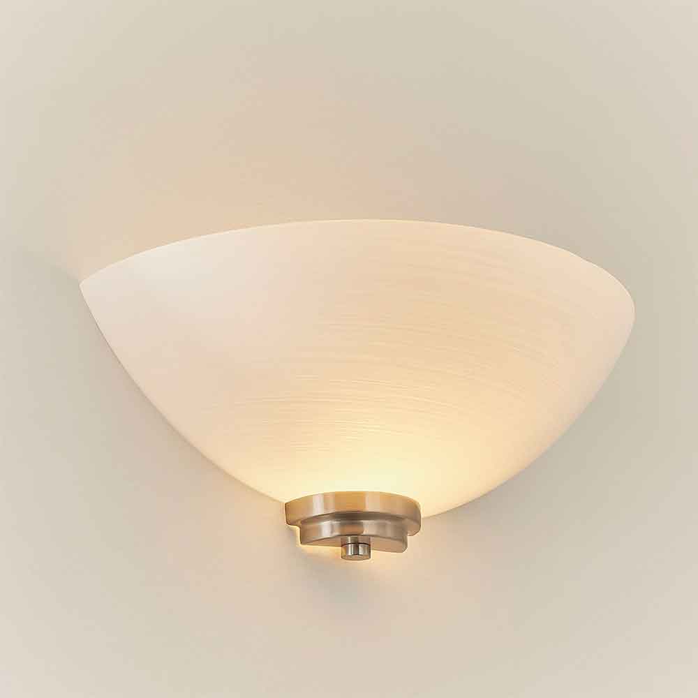 Augusta Glass Wall Light With Steel Base In Satin Chrome