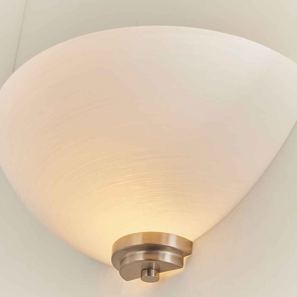 Augusta Glass Wall Light With Steel Base In Satin Chrome