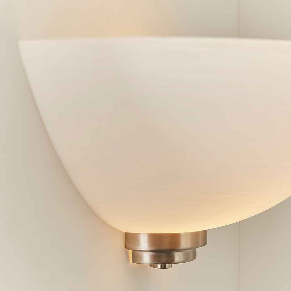 Augusta Glass Wall Light With Steel Base In Satin Chrome