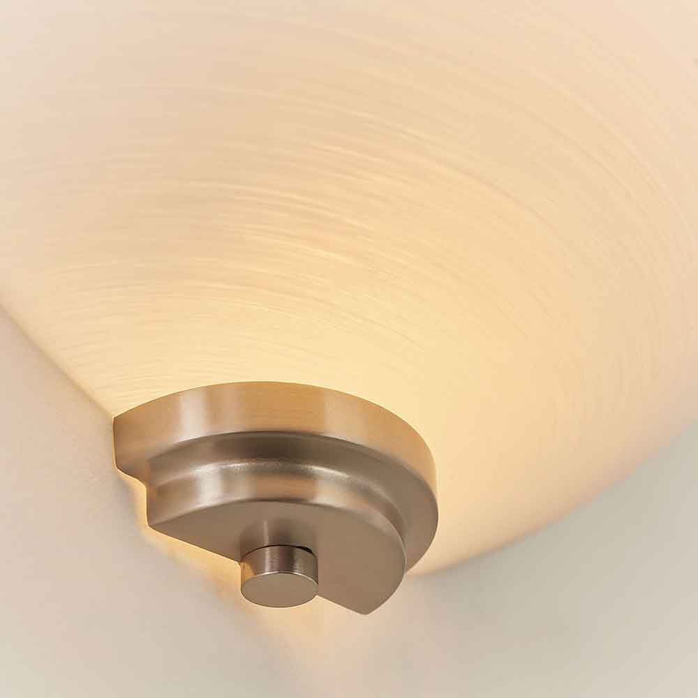 Augusta Glass Wall Light With Steel Base In Satin Chrome