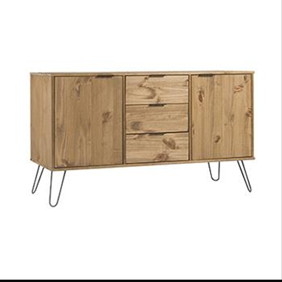 Avoch Wooden Sideboard In Waxed Pine With 2 Door 3 Drawers