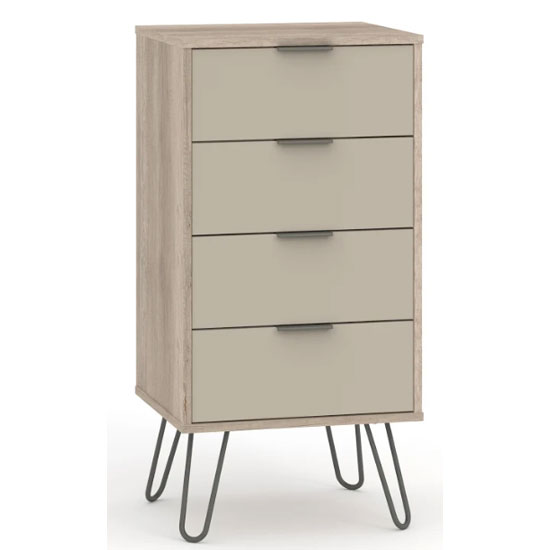 Avoch Narrow Chest Of Drawers In Driftwood With 4 Drawers