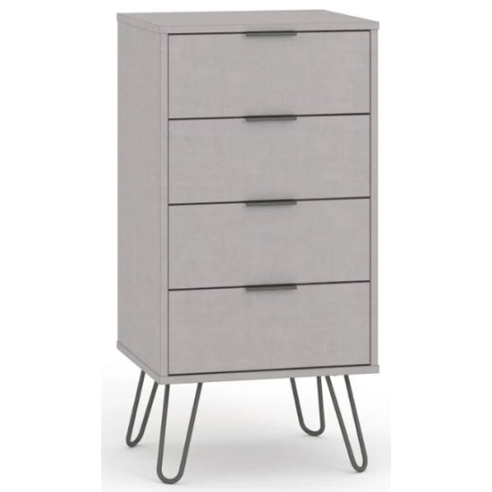 Photo of Avoch narrow chest of drawers in grey with 4 drawers