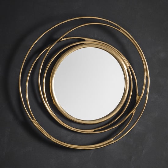 Photo of Augusta round aluminium wall mirror in satin gold