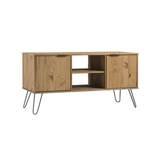 Product photograph of Avoch Wooden Tv Stand In Waxed Pine With 2 Doors from Furniture in Fashion