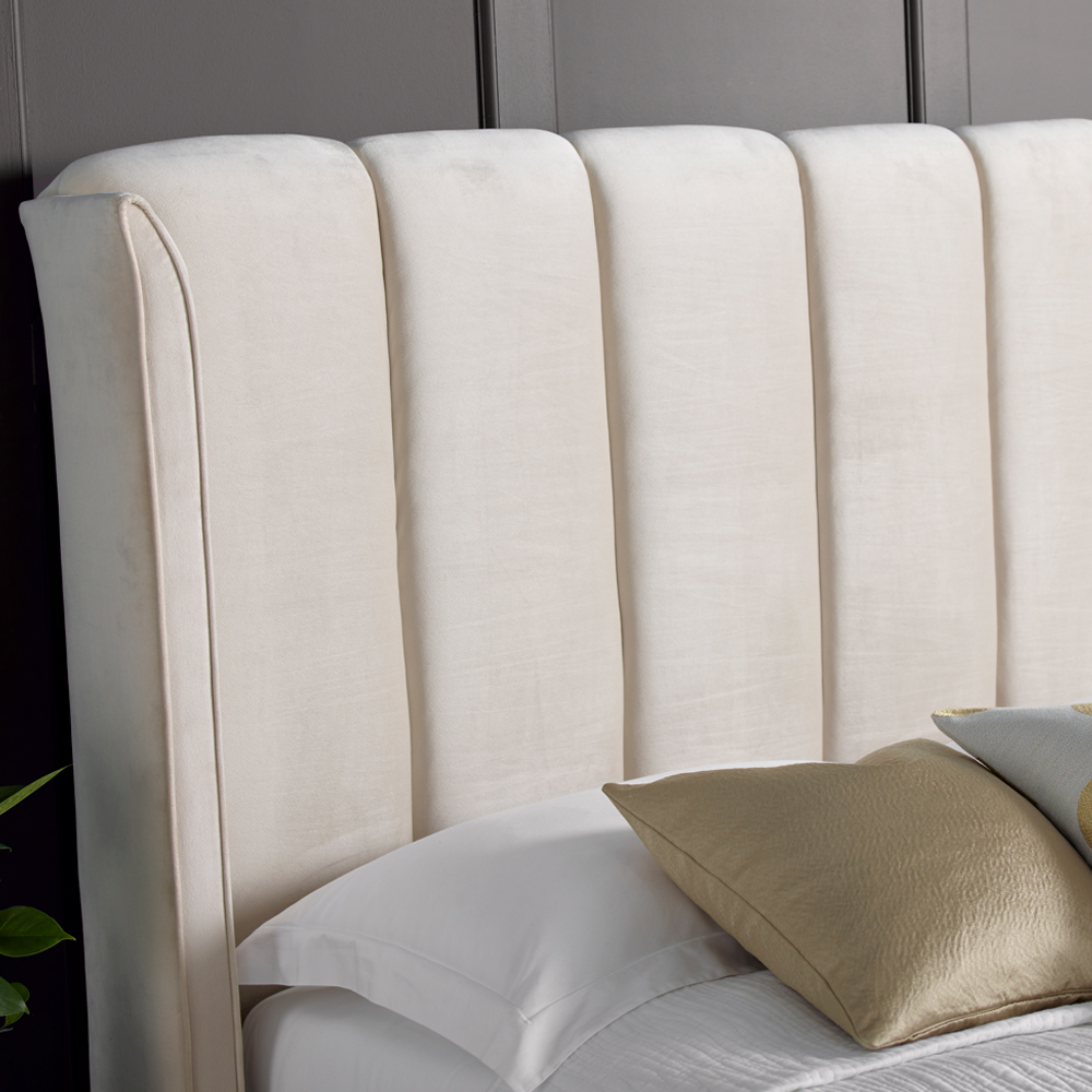 Augusta Velvet Ottoman Storage Double Bed In Warmstone
