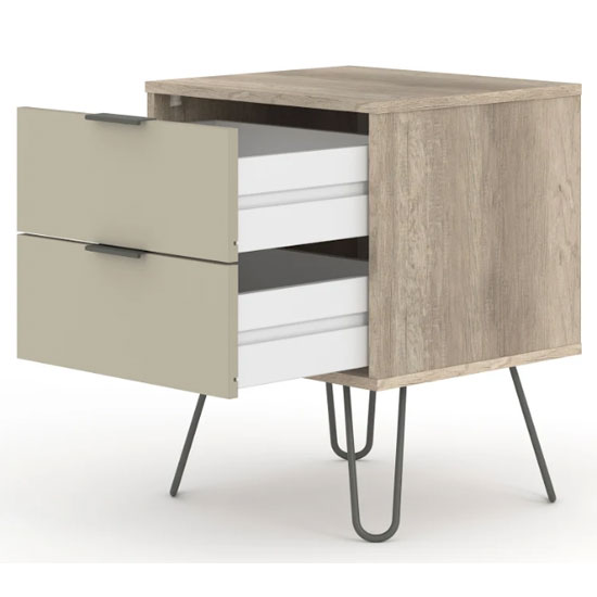 Avoch Wooden Bedside Cabinet With 2 Drawers In Light Oak