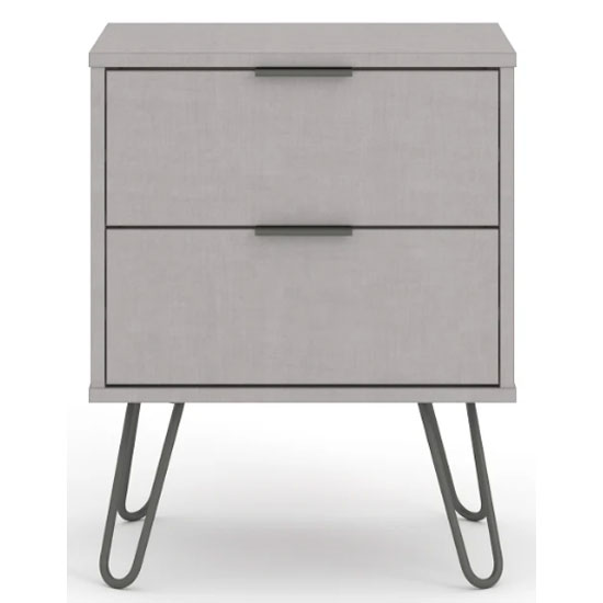 Avoch Wooden Bedside Cabinet In Grey With 2 Drawers_2