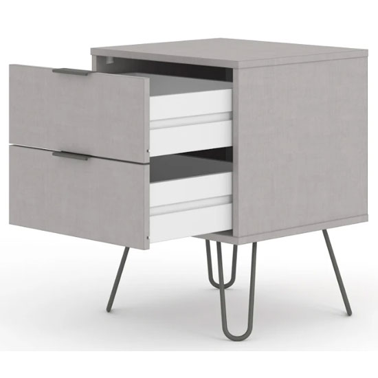 Avoch Wooden Bedside Cabinet In Grey With 2 Drawers_3