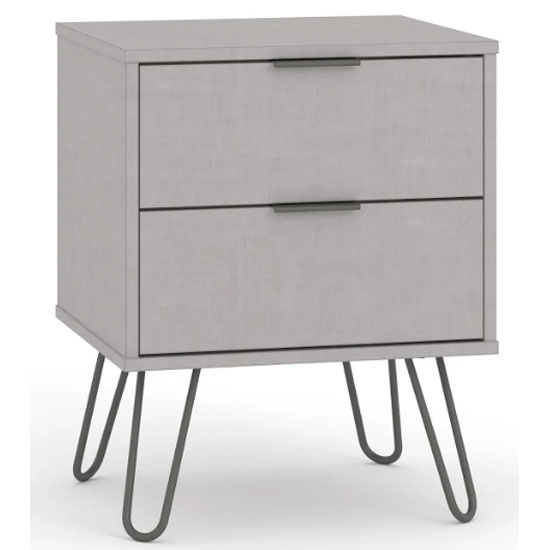 Avoch Wooden Bedside Cabinet In Grey With 2 Drawers