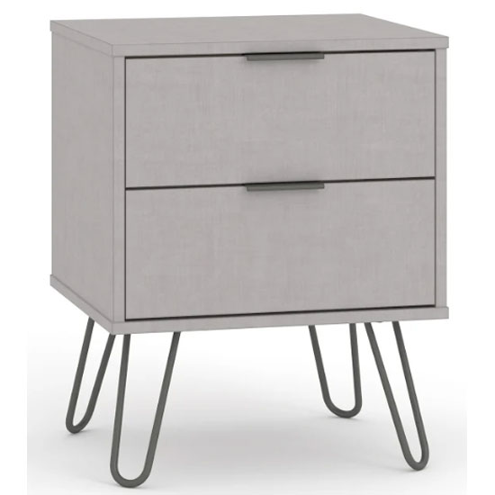 Avoch Wooden Bedside In Grey With 2 Drawers Furniture in Fashion