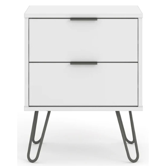 Avoch Wooden Bedside Cabinet In White With 2 Drawers_2