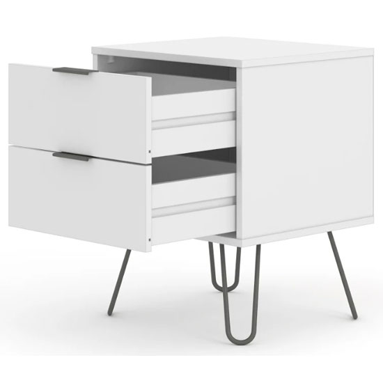 Avoch Wooden Bedside Cabinet In White With 2 Drawers_3