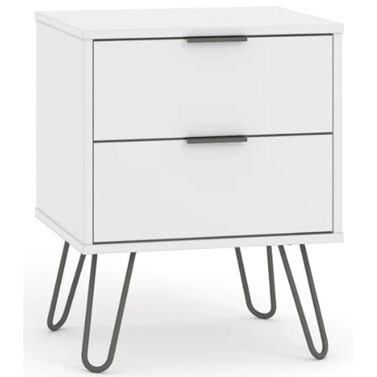Avoch Wooden Bedside Cabinet In White With 2 Drawers