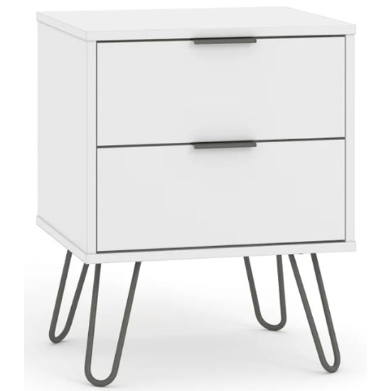 Photo of Avoch wooden bedside cabinet in white with 2 drawers