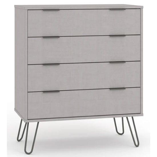 Photo of Avoch wooden chest of drawers in grey with 4 drawers