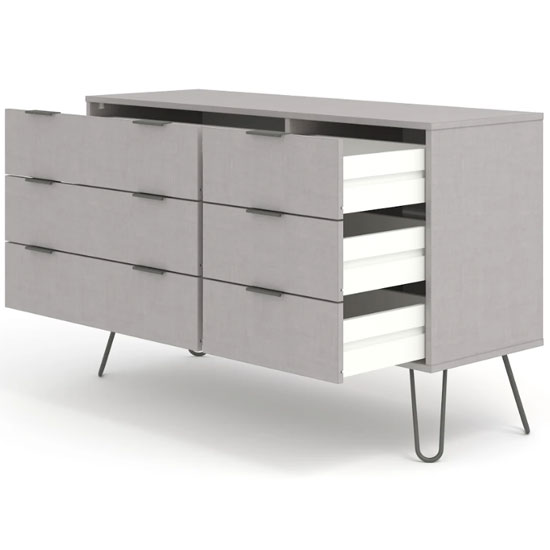 Avoch Wooden Chest Of 6 Drawers In Grey