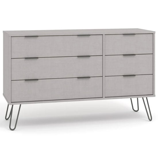 Photo of Avoch wooden chest of drawers in grey with 6 drawers