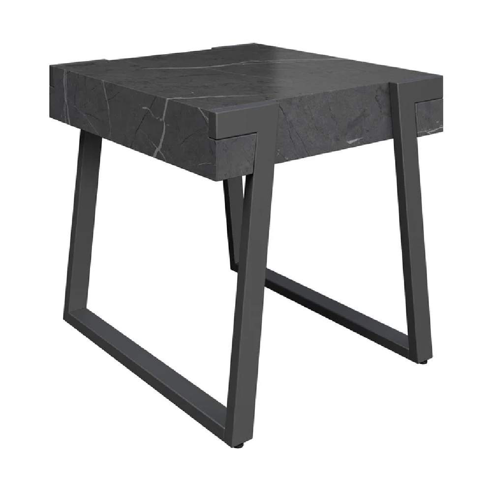 Read more about Augusta wooden side table in grey marble effect