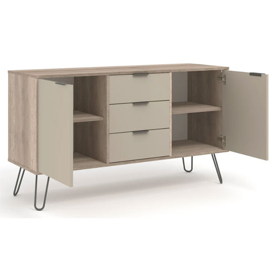 Avoch Wooden Sideboard In Driftwood With 2 Doors 3 Drawers_4