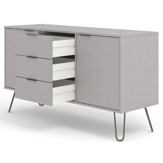 Avoch Wooden Sideboard In Grey With 2 Doors 3 Drawers_3