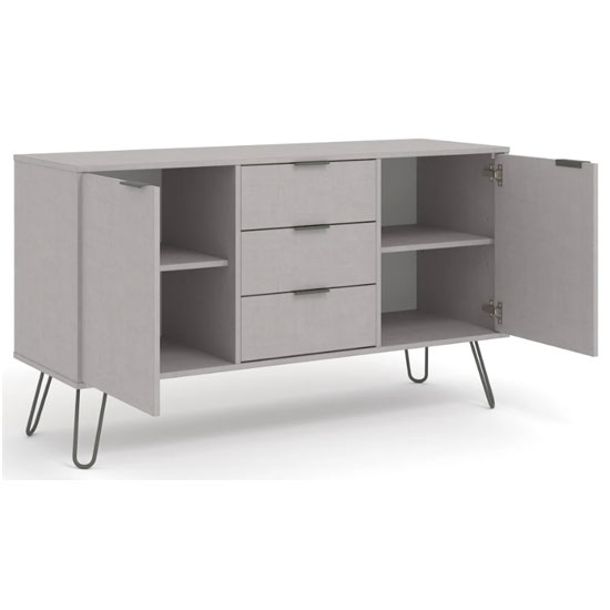 Avoch Wooden Sideboard In Grey With 2 Doors 3 Drawers_4
