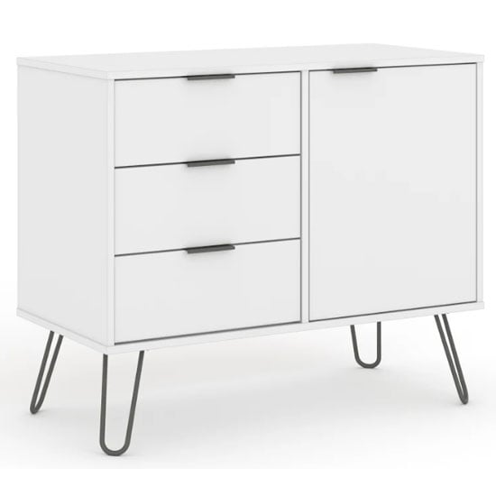 Avoch Wooden Sideboard In White With 1 Door 3 Drawers