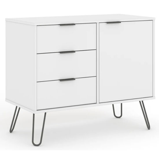 Product photograph of Avoch Wooden Sideboard In White With 1 Door 3 Drawers from Furniture in Fashion