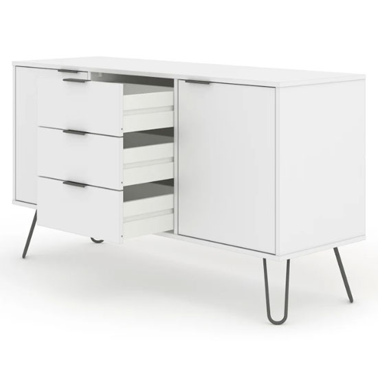 Avoch Wooden Sideboard In White With 2 Doors 3 Drawers_3