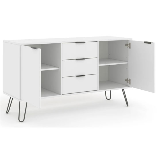 Avoch Wooden Sideboard In White With 2 Doors 3 Drawers_4