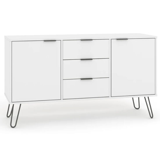 Avoch Wooden Sideboard In White With 2 Doors 3 Drawers_1