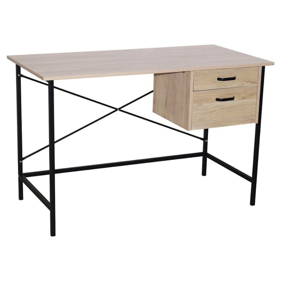 Product photograph of Avoch Wooden Study Desk In Oak And Black Metal Frame from Furniture in Fashion