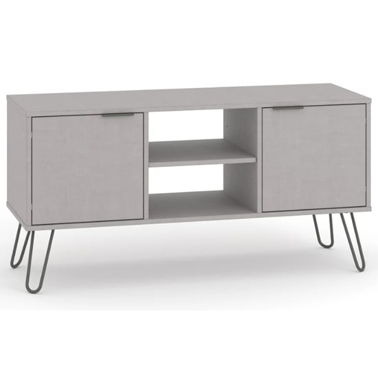 Read more about Avoch wooden tv stand in grey with 2 doors