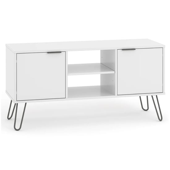 Read more about Avoch wooden tv stand in white with 2 doors