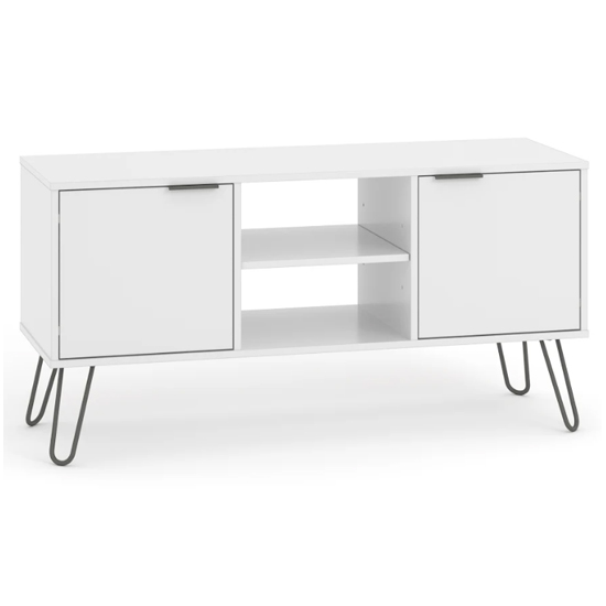 Avoch Wooden TV Stand In White With 2 Doors