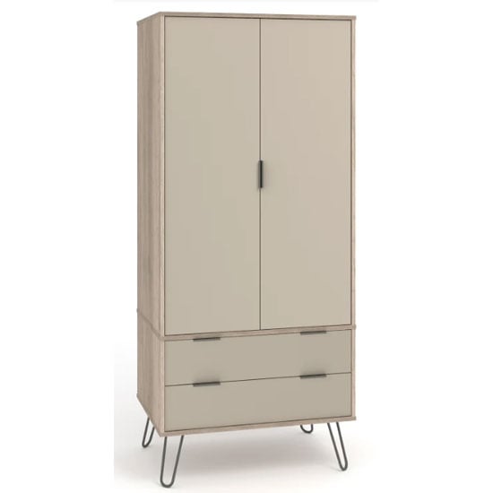 Product photograph of Avoch Wooden Wardrobe In Driftwood With 2 Doors 2 Drawers from Furniture in Fashion
