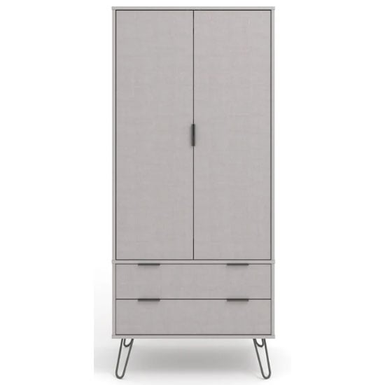 Avoch Wooden Wardrobe With 2 Doors 2 Drawers In Grey