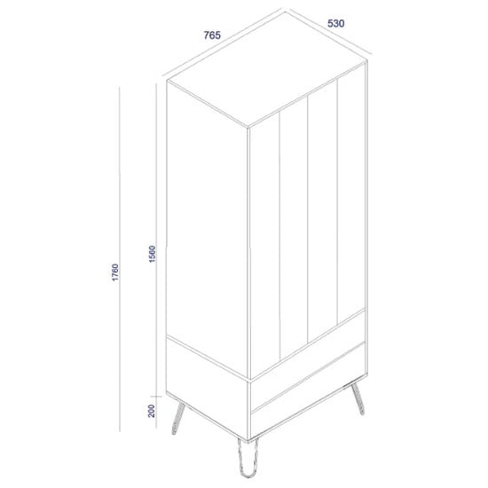 Avoch Wooden Wardrobe With 2 Doors 2 Drawers In Grey