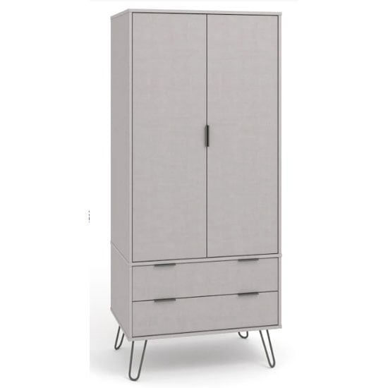 Avoch Wooden Wardrobe In Grey With 2 Doors And 2 Drawers
