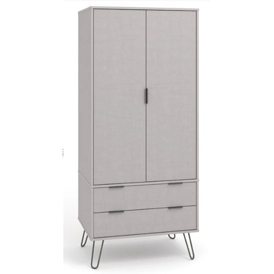 Read more about Avoch wooden wardrobe with 2 doors 2 drawers in grey