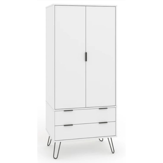 Avoch Wooden Wardrobe In White With 2 Doors And 2 Drawers