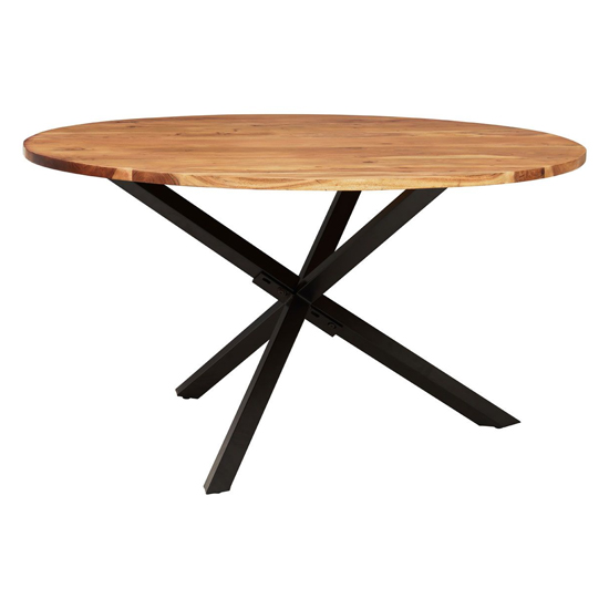 Aula Round Wooden Dining Table With Black Metal Legs In Oak Furniture in Fashion
